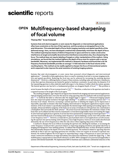 Multifrequency-based sharpening of focal volume.