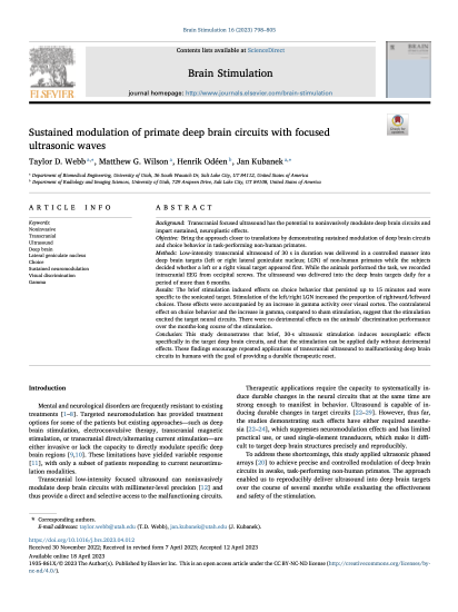 Article published in Brain Stimulation