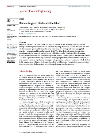 Article published in the Journal of Neural Engineering