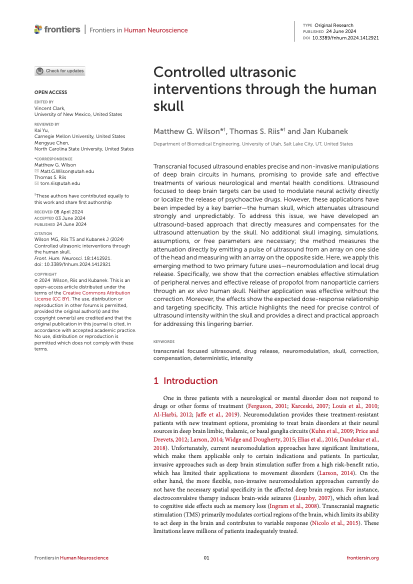 Controlled ultrasonic interventions through the human skull.