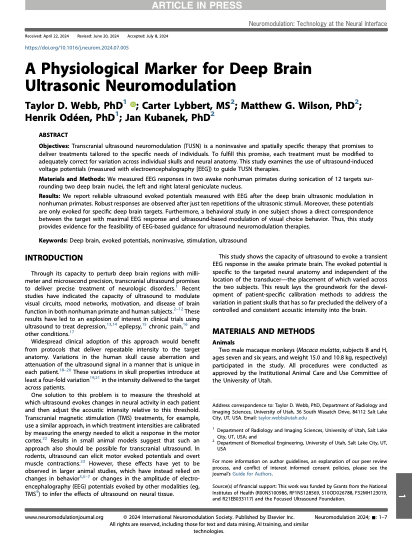 A Physiological Marker for Deep Brain Ultrasonic Neuromodulation.