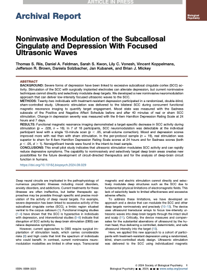 Article on treatments of depression published