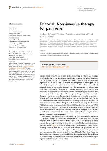Editorial: Non-invasive therapy for pain relief.