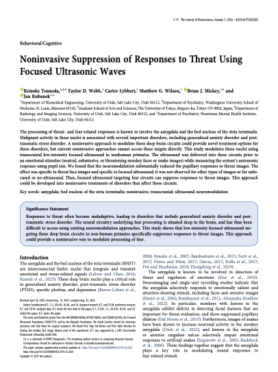 Noninvasive Suppression of Responses to Threat Using Focused Ultrasonic Waves.